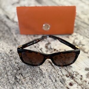 Tory Burch Tortoise Shell Sunglasses with Orange Case